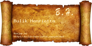 Bulik Henrietta névjegykártya